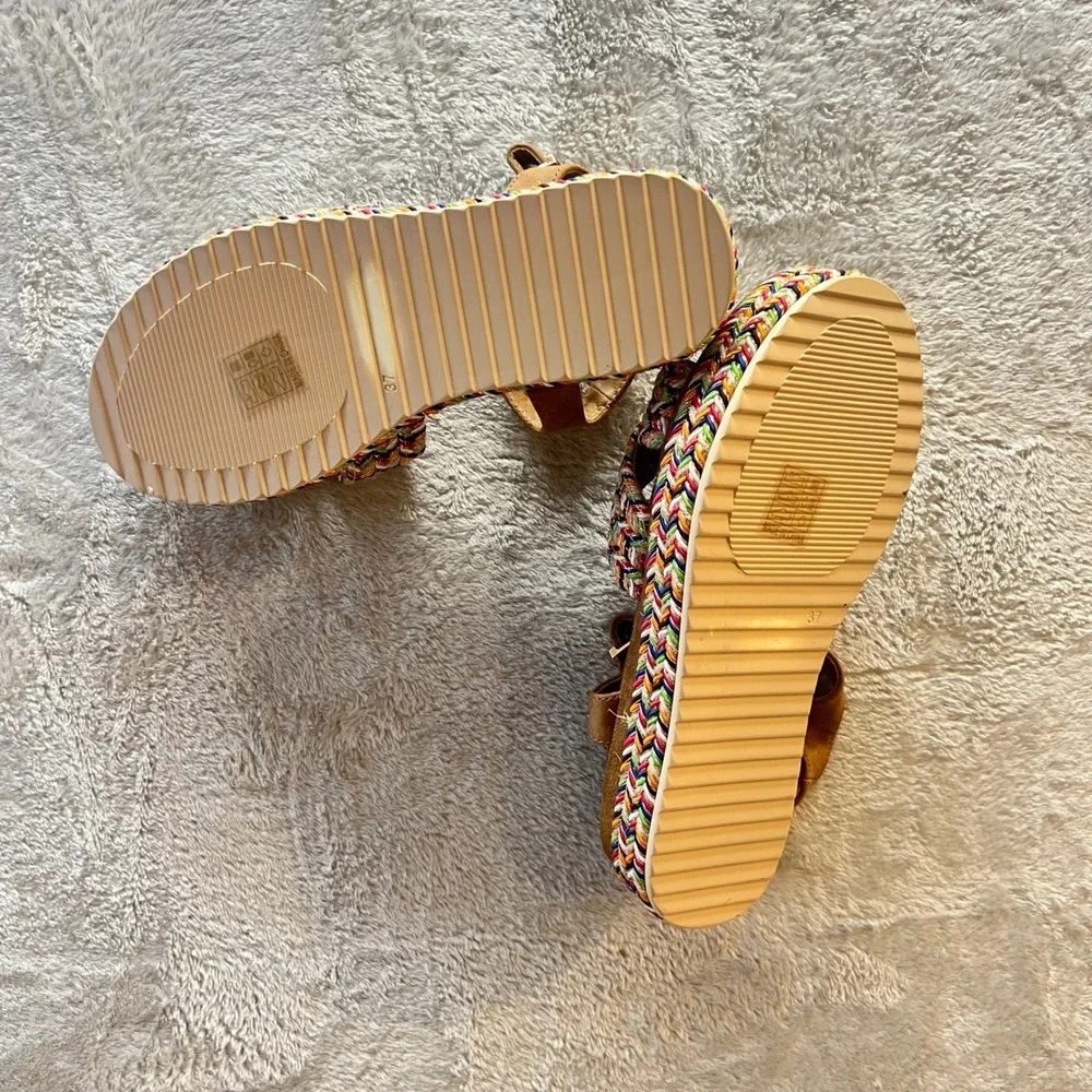 Patrizia by Spring Step Colorful Woven Ankle‎ Strap Wedge Sandals Size 37